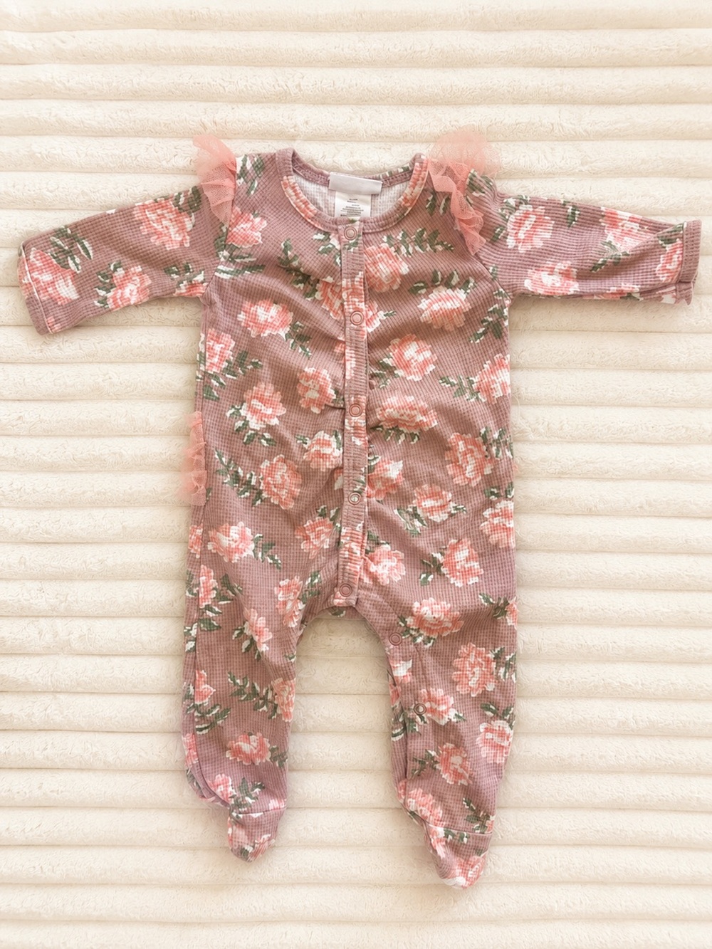 Floral Pink Ruffle Baby One-Piece